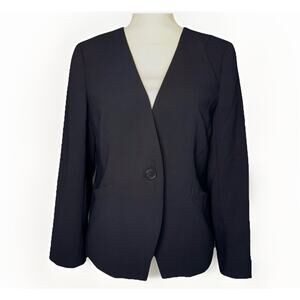 J. Crew Women 10 Black Blazer Jacket Lined Tailored Button Office Career Minimal
